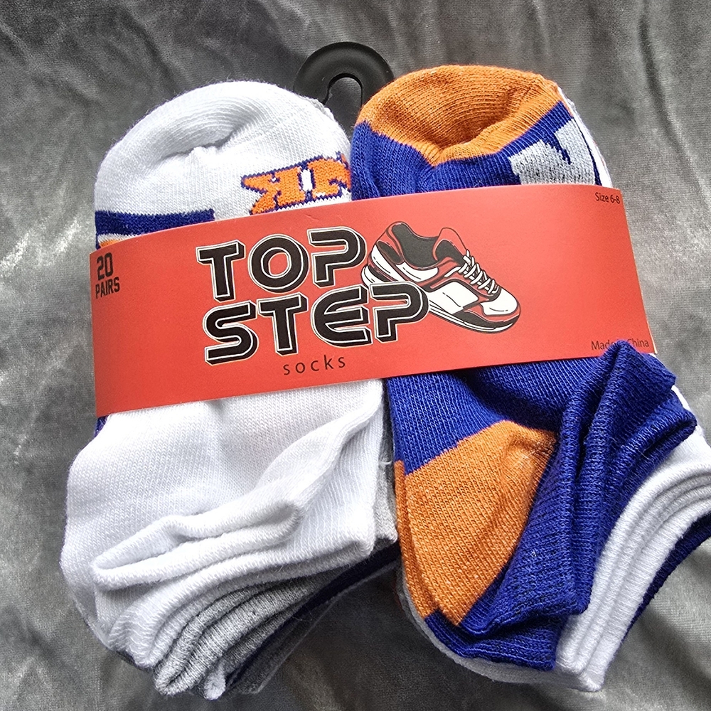 TOP STEP Boys Socks       20 Pairs Multicolor, some pairs with basketball design